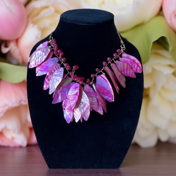 Hand crafted different shades with semi precious beads wire necklace  OOAK NWT - Picture 8 of 12